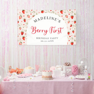 Banderoles Cottage Patch de Fraises Sucré 1er Anniversaire