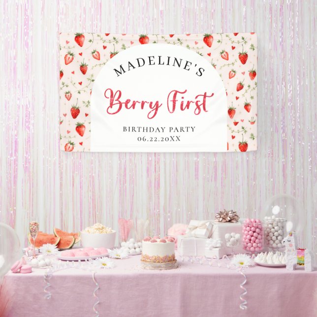 Banderoles Cottage Patch de Fraises Sucré 1er Anniversaire (Fête)