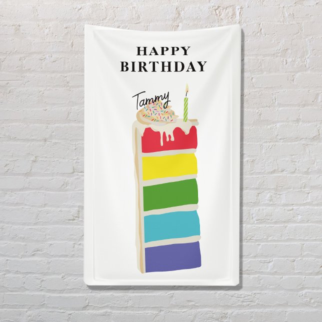 Banderoles Couleur arc-en-ciel fête d'anniversaire gâteau d'a (Colorful Rainbow Birthday Cake Birthday Party Banner)