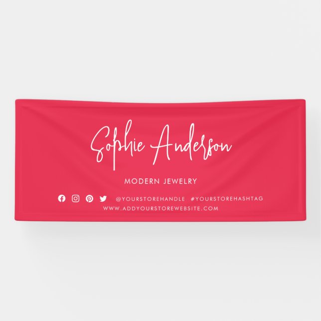 Banderoles Couleur personnalisée Script moderne Social Media  (Horizontal)