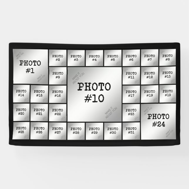 Banderoles Couleur personnalisée simple 31 Photo Collage Modè (Horizontal)