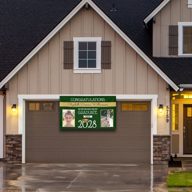 Banderoles Couleurs de l'école Vert et or Graduation (Créateur téléchargé)