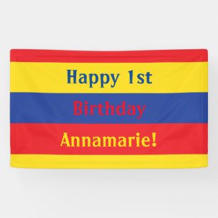 Banderoles Couleurs primaires Rouge Jaune Bleu 1er anniversai
