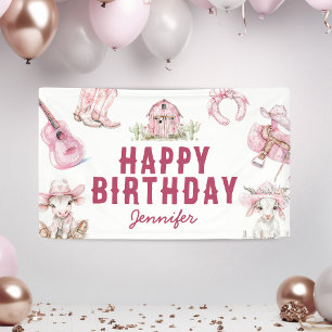 Banderoles Country Cowgirl Joyeux anniversaire