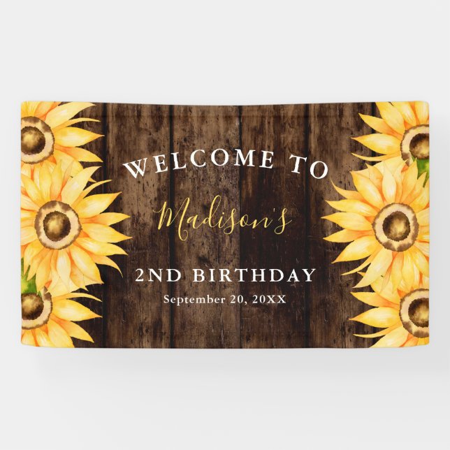 Banderoles Country Yellow Sunflower Bienvenue fête d'annivers (Horizontal)
