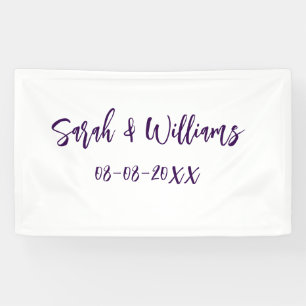 Banderoles couple de mariages. Nom date violet simple mo mini
