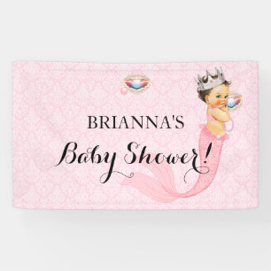 Banderoles Couronne de bébé fille princesse sirène rose paill