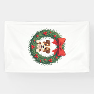 Banderoles Couronne de Noël nez de chien mignon Noël maman ch