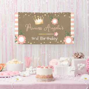 Banderoles Couronne de princesse rose petite fille anniversai