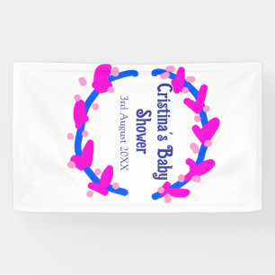 Banderoles Couronne florale bébé shower bleu violet boho ajou