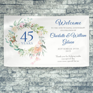 Banderoles Couronne florale de roses 45e 65e anniversaire de 