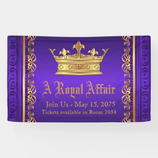 Banderoles Couronne royale d'or pourpre (Horizontal)