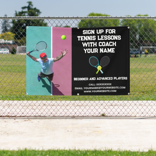 Banderoles Cours d'entraîneur de tennis sur mesure Noir (Insitu)