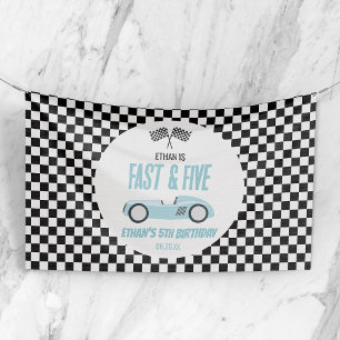 Banderoles Course Rapide & Five Voiture de Course Bleue Fête