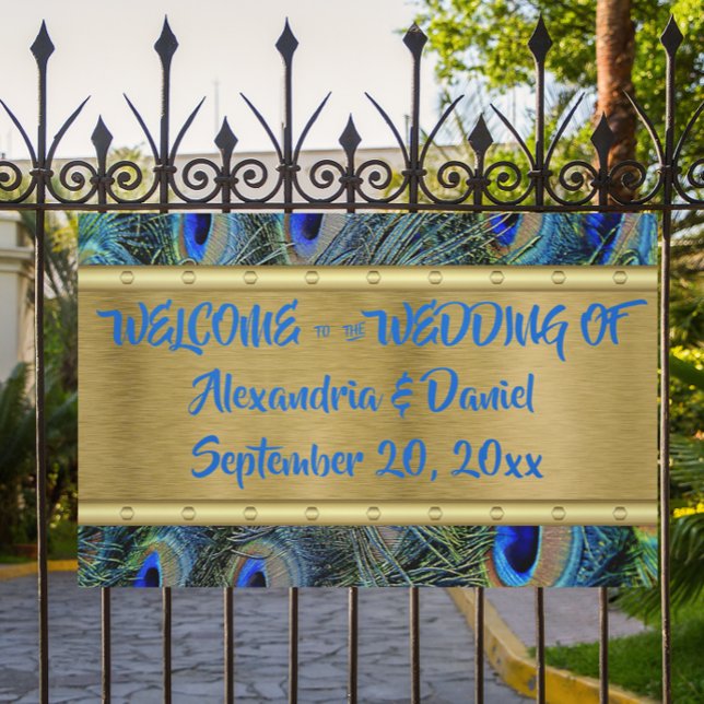 Banderoles Coutume Grand Or & Peacock Feather Welcome Etc. (Créateur téléchargé)