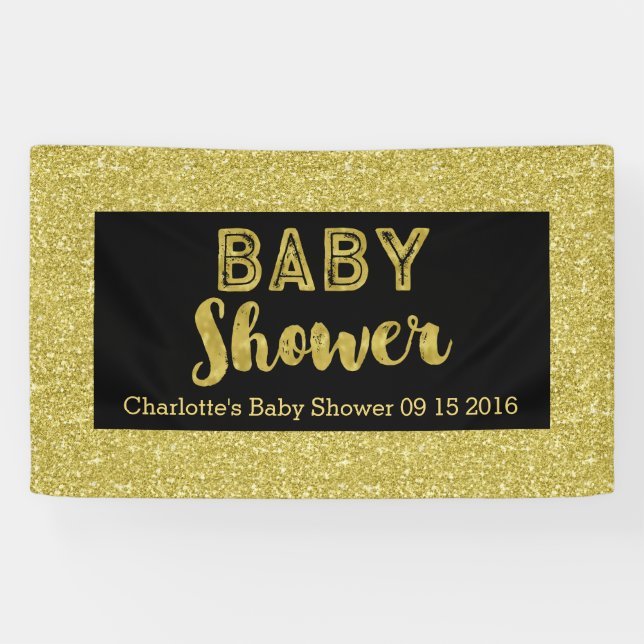 Banderoles Coutume noire de signe de baby shower d'impression (Horizontal)