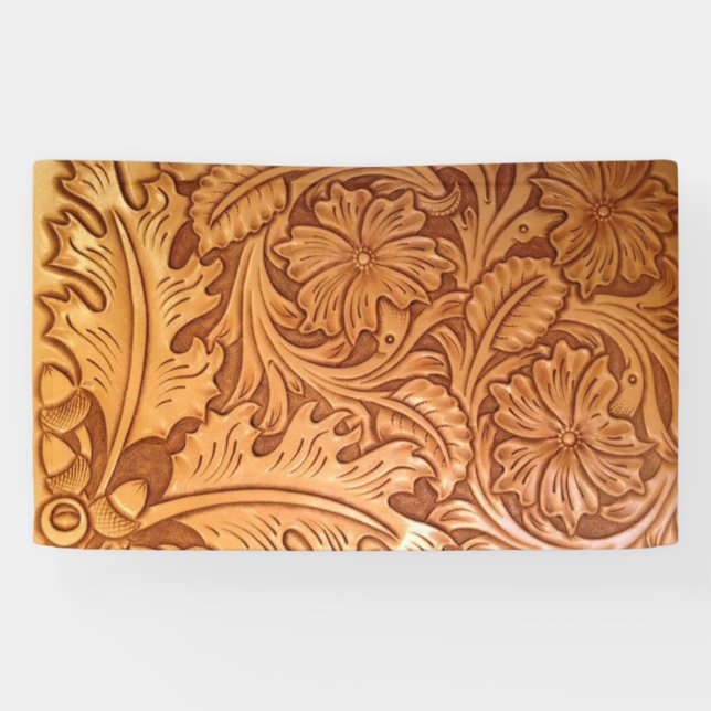 Banderoles Cow-boy brun rustique en cuir occidental (Horizontal)