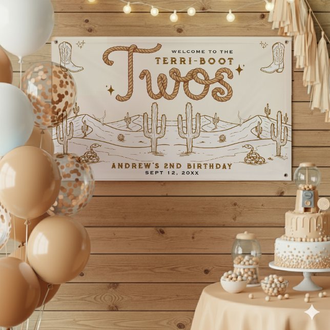 Banderoles Cowboy 2nd Birthday Party Terri-Boot Twos Western (Créateur téléchargé)
