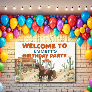 Banderoles Cowboy à cheval fête d'anniversaire Bienvenue