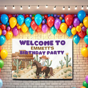Banderoles Cowboy à cheval fête d'anniversaire Bienvenue