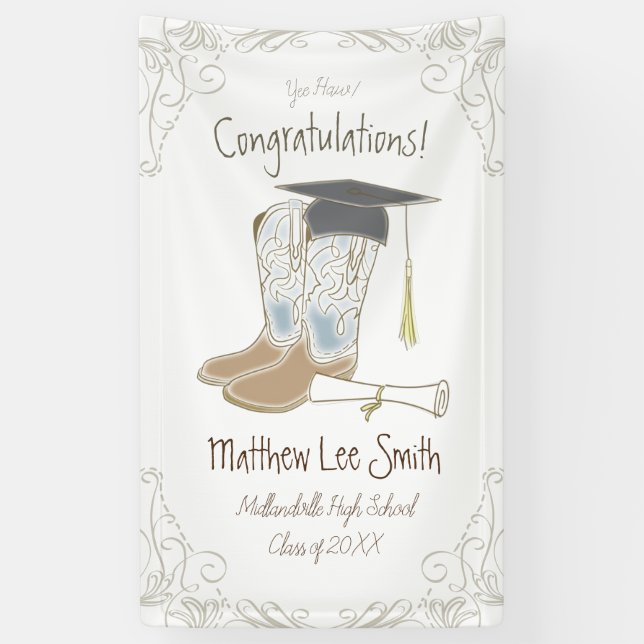 Banderoles Cowboy Cowgirl Graduation Country Western Party (Vertical)