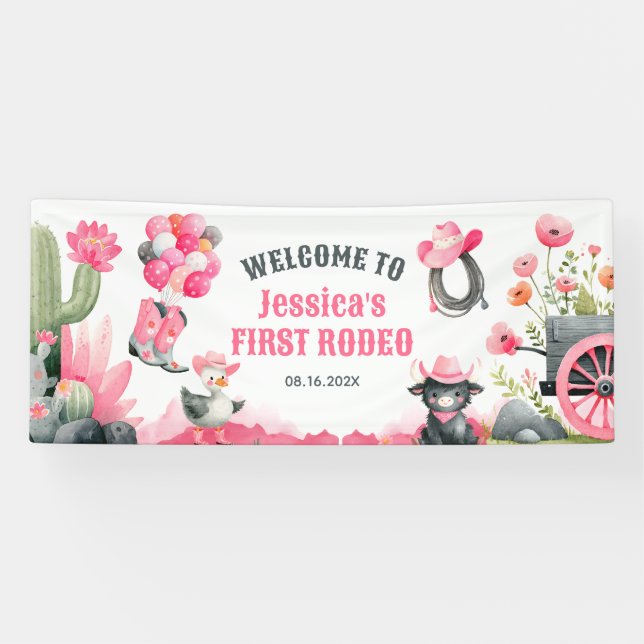 Banderoles Cowgirl First Rodeo Western Anniversaire de fête B (Horizontal)