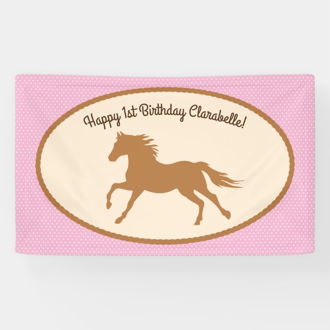 Banderoles Cowgirl Horse Pony mignonne 1er anniversaire de fê (Horizontal)