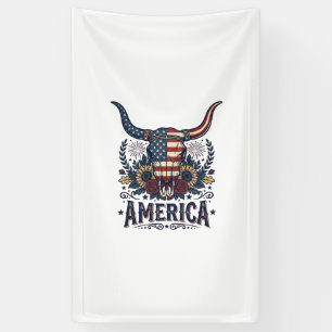 Banderoles Crâne de taureau patriotique Amérique vintage 4 ju