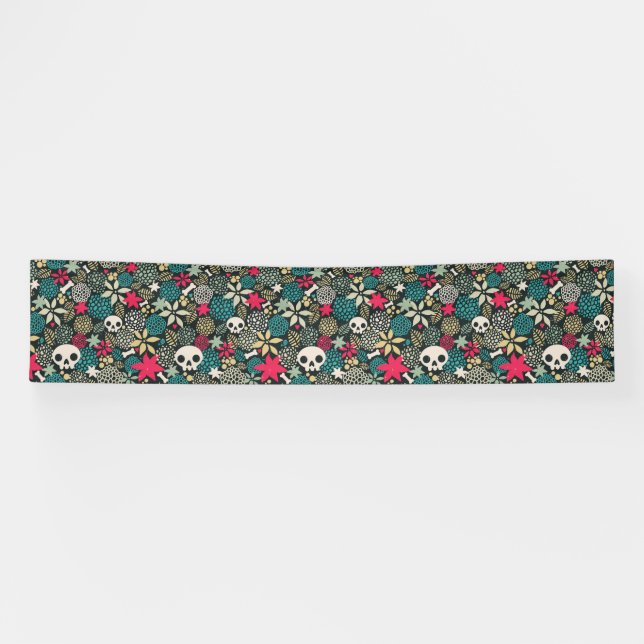 Banderoles Crâne en fleurs (Horizontal)