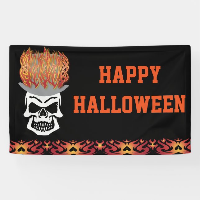 Banderoles Crâne Joyeux Halloween (Horizontal)