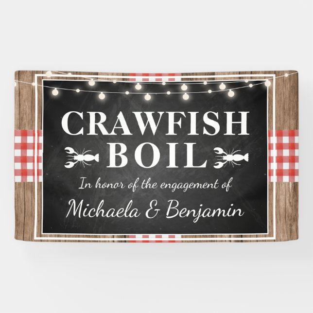 Banderoles Crawfish Boil Homard Rustic Engagement Party (Horizontal)