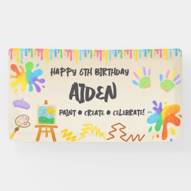 Banderoles Crayon éditable de style – Peinture et palette art (Horizontal)