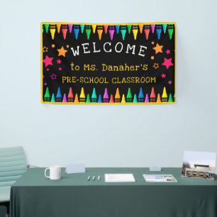 Banderoles Crayons Stars Colorful Welcome Teacher's Classroom