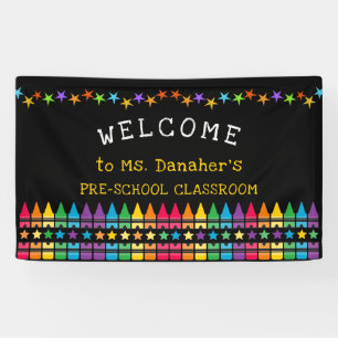 Banderoles Crayons Stars Colorful Welcome Teacher's Classroom