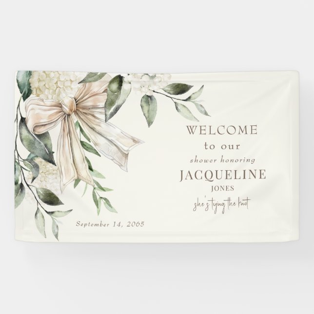 Banderoles Cream Tying Knot Bow Affiche de bienvenue douche (Horizontal)