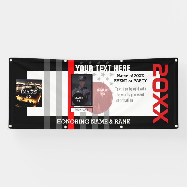 Banderoles Créez votre propre avec 3 images et 6 lignes de te (Horizontal)