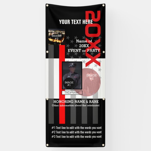 Banderoles Créez votre propre avec 3 images et 9 lignes de te (Vertical)