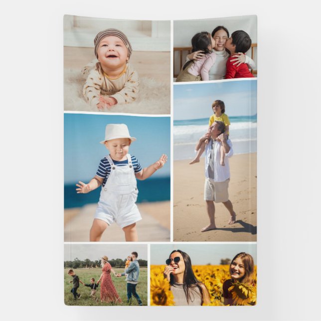 Banderoles Créez votre propre collection photo de 6 personnes (Verticale)