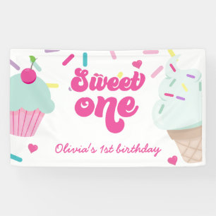 Banderoles Crème glacée et gâteau sucré Un 1er anniversaire