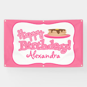 Banderoles Crêpes roses de joyeux anniversaire