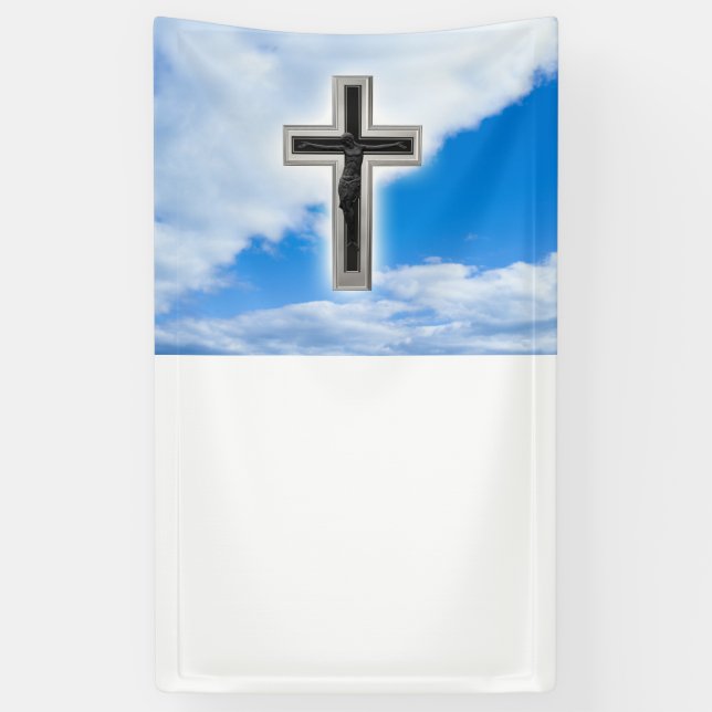 Banderoles Croix chrétienne à ciel bleu arrière - plan (Vertical)
