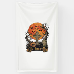 Banderoles Croix de Halloween Pierre Tombale Crâne Citrouille