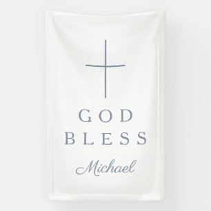 Banderoles Croix Religieuse Bleue Élégante et Poussiéreuse Di
