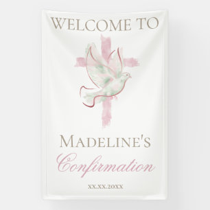 Banderoles Croix rose de confirmation
