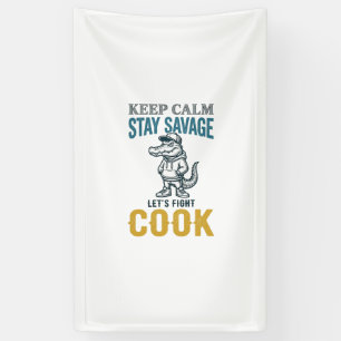 Banderoles Cuisinier Sauvage Alligator Gravure Vintage Graphi