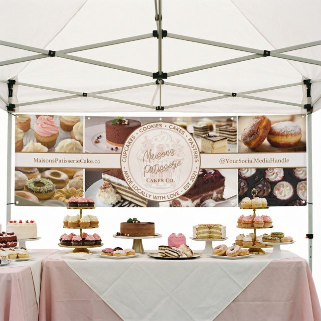 Banderoles Cupcake Bakery Pastry Photo Collage Market Booth (Cupcake Bakery Pastry Photo Collage Market Booth Banner)