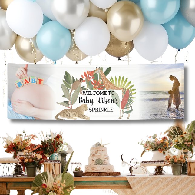 Banderoles Custom 2 Photo Safari Baby Shower Sprinkle (Custom 2 Photo Safari Baby Shower Sprinkle Banner
)