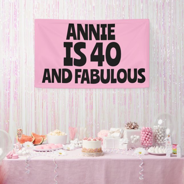 BANDEROLES CUSTOM 40TH BIRTHDAY FABULOUS PINK PARTY BANNER (Fête)