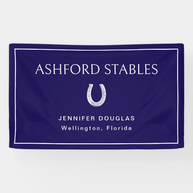 Banderoles Custom Blue Equestrian Stall Horse Show  (Horizontal)