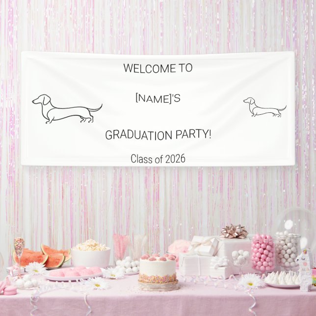 Banderoles Custom Dog Graduate Welcome Banner | Photo & Breed (Fête)